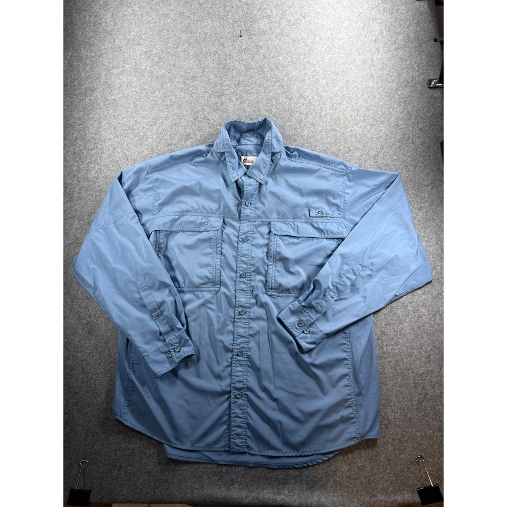 World Wide Sportsman Mens 2XL Blue Fishing Shirt Long Sleeve Ventilated Pockets